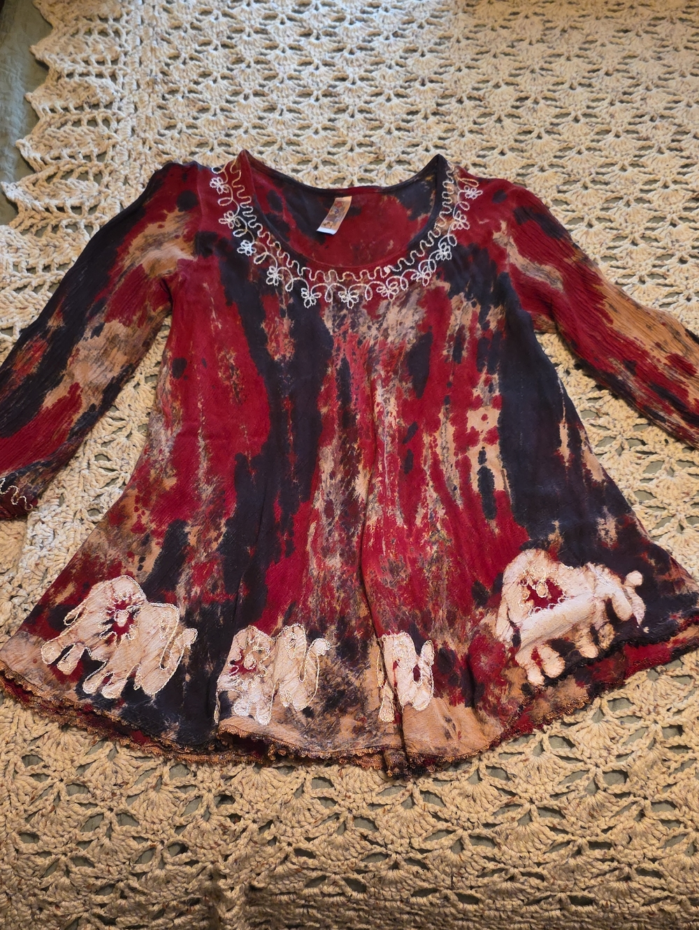 India Boutique Red and Black Tie-Dye Tunic